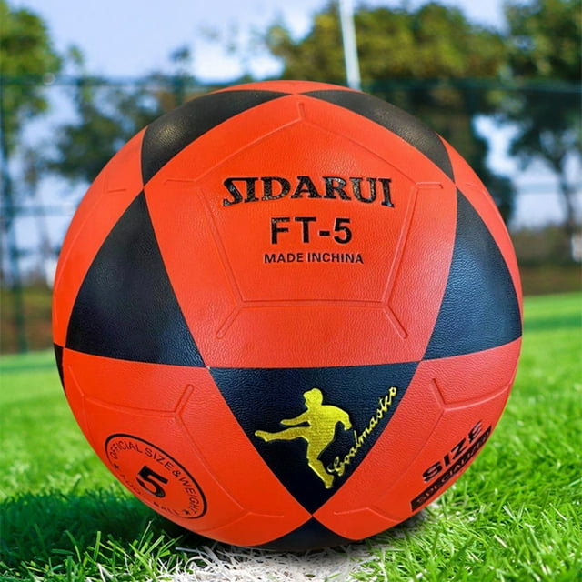 VONKY Adult Size 5 Soccer Ball With Machine Stitched Panels Machine Stitched Panels For Added Black Red