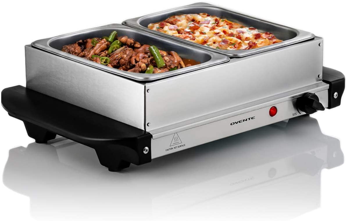 Ovente Electric Food Buffet Server & Warmer 2 Portable Stainless Steel