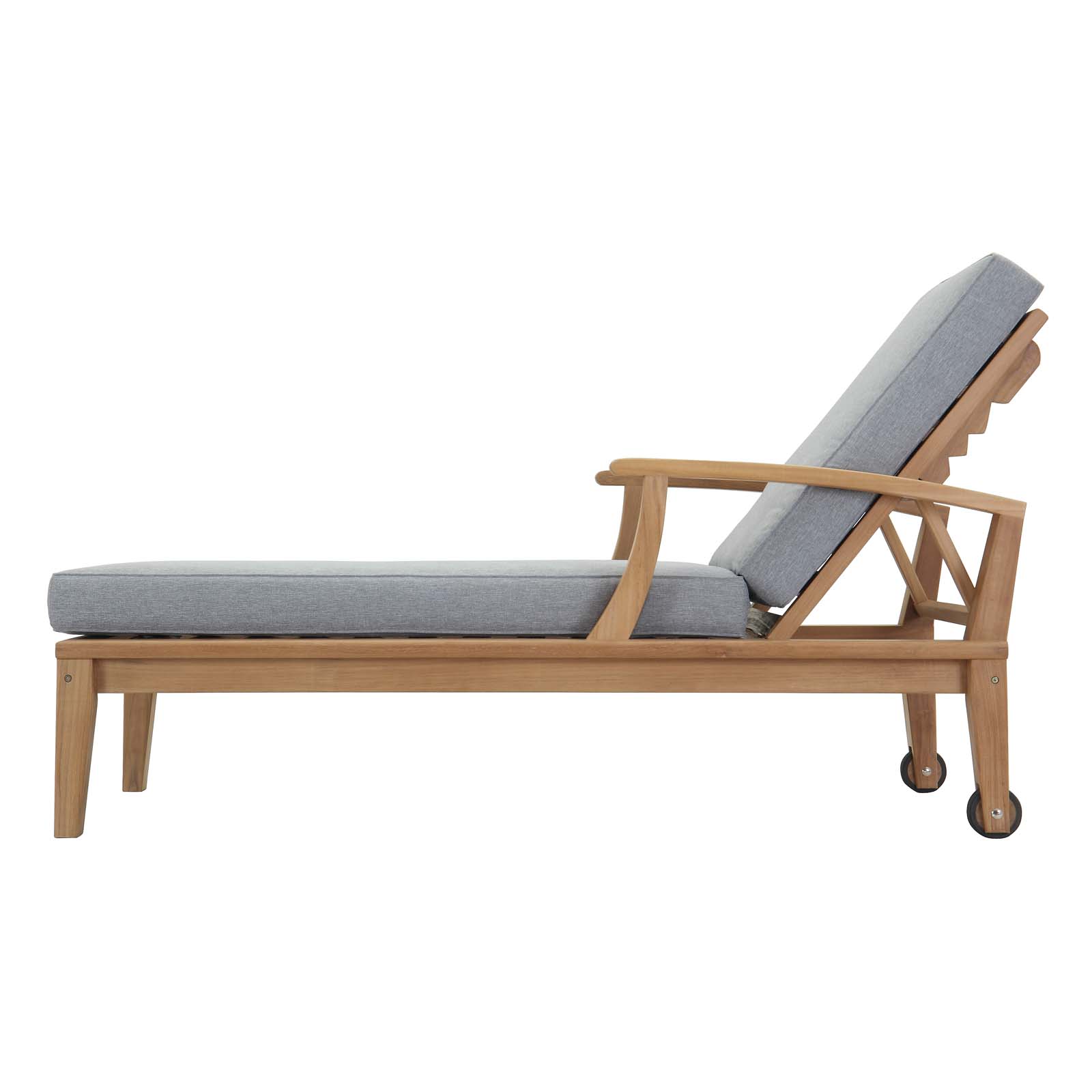 Modern Contemporary Urban Design Outdoor Patio Balcony Garden Furniture Lounge Chair Chaise, Wood, Grey Gray Natural - image 3 of 8