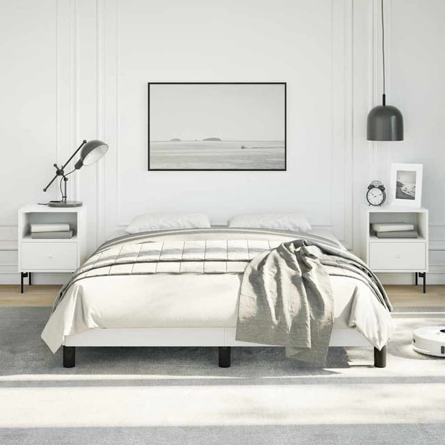 vidaXL Cadre de Lit Blanc 137x190 cm Lit Double Similicuir