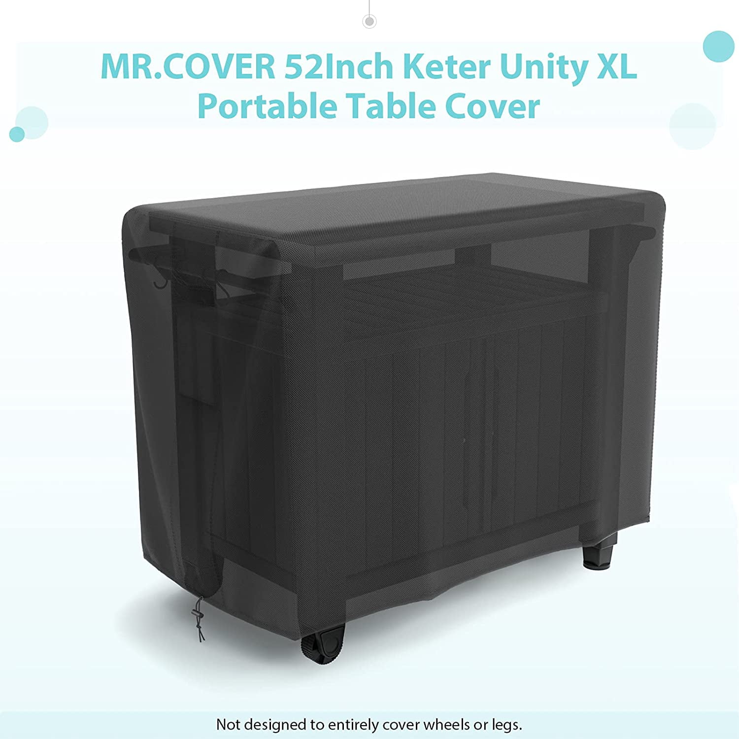 52inch Outdoor Tool Chest Cover Cooler Cart Cover for Keter Unity XL Portable Bar Rolling Outdoor Table Cover Patio Storage Box Waterproof Storage Cabinet Cover Andacar Prep Table Cover 