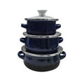 thumbnail image 1 of DOLITY 3 Pieces Enamel Mini Pot Set Gifts Deep Double Handle Home Kitchen Pots Home dark blue, 1 of 9