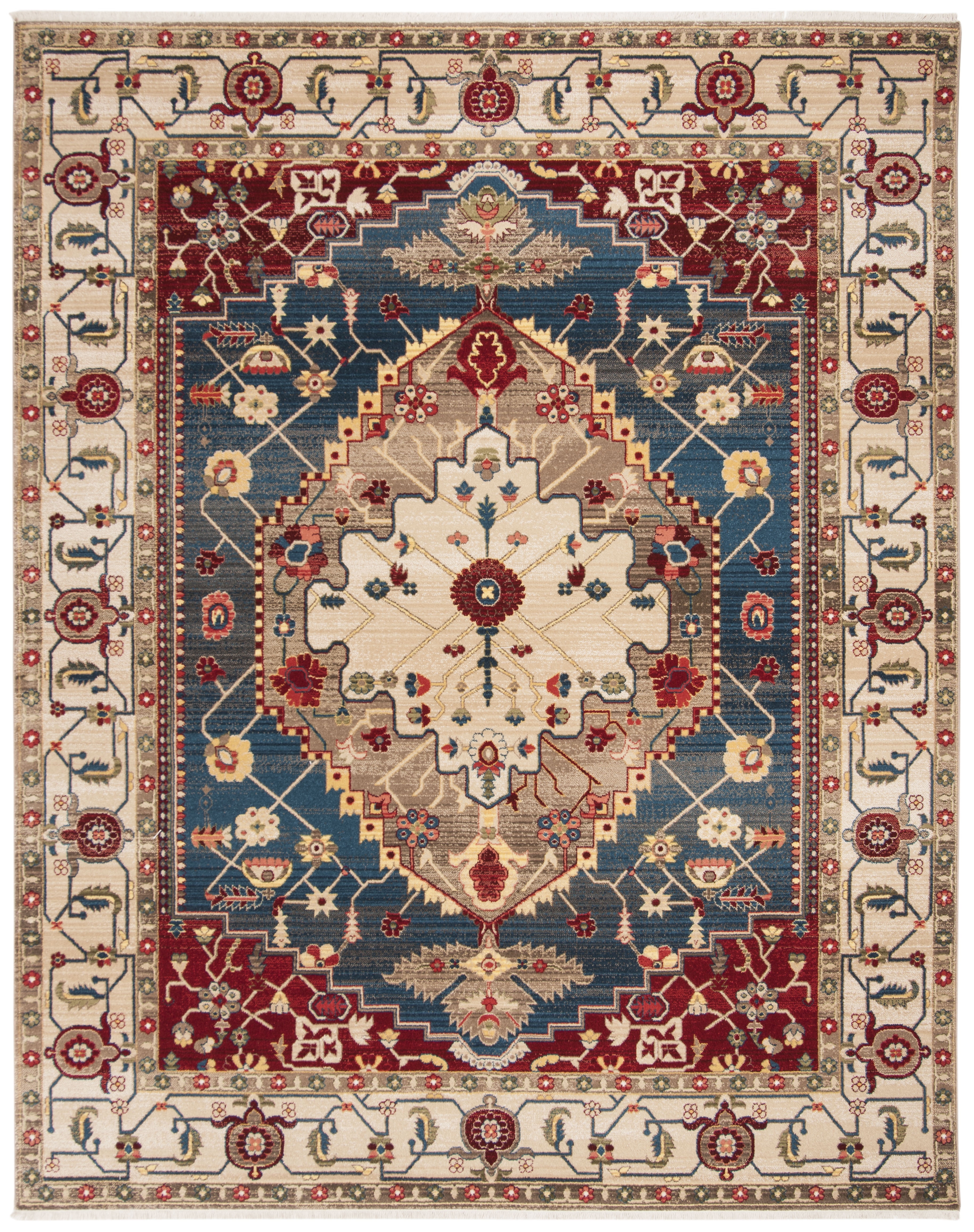 SAFAVIEH Kashan Jarrett Oriental Area Rug, Ivory/Blue, 9' x 12'