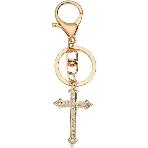 Januofit Cross Keychain Gold Bag Charms Purse Charms for Handbags Backpacks Car Keys Accessories Christian Gifts for Women