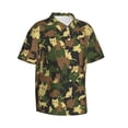 thumbnail image 2 of Hawaiian Shirt For Men, Cool Cat Camouflage Green Mens Button Down Short Sleeve Shirt, Summer Beach Shirts For Men, 2 of 2