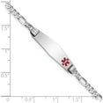thumbnail image 3 of 14K White Gold Wg Medical Soft Diamond Shape Red Enamel Figaro Link Id Bracelet (8 X 7.5) Made In United States xm584fcw-8, 3 of 5