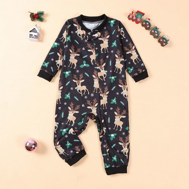 Pyjamas Assortis Parent-Enfant Combinaison de Noël Patchwork à Carreaux Imprimé Tenue d'Intérieur Combinaison Combinaison Bébé Pyjamas de Noël en Liquidation