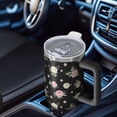 thumbnail image 6 of 40oz Pioneer Flower Floral Print Pattern Insulated Tumbler with Handle, BPA-Free Leak Proof Lid and Straws, Double Wall Vacuum, Hot 12h/Cold 34h, 6 of 6