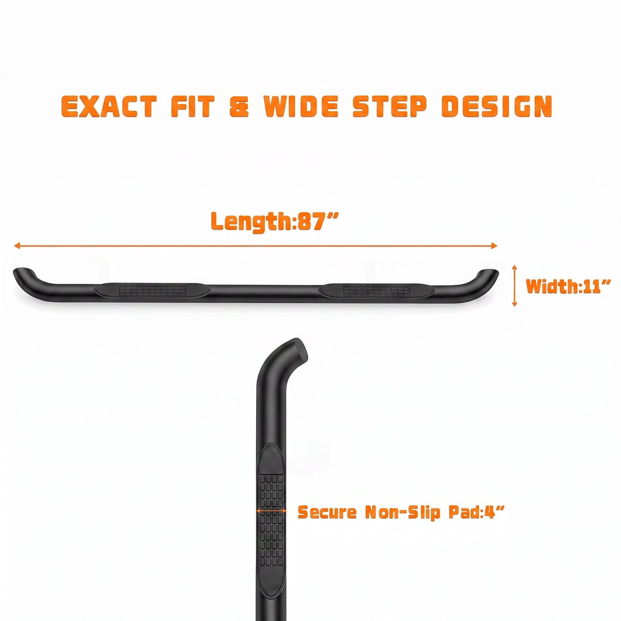 2-Piece 4-Inch Running Boards Side Steps for Toyota Tacoma 2005-2023 Crew Cab, Oval Straight Carbon Steel Nerf Bars with Black Powder Coat, Black