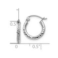 thumbnail image 2 of 14k White Gold Sparkle-Cut 2mm Round Tube Hoop Earrings 13x13mm Wide 2mm Thick Hoop Earring for Women, 2 of 2