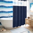 thumbnail image 5 of No Hook Shower Curtain, Solid Dark Blue Shower Curtains for Bathroom with See Through Top Window, Minimalism Abstract Denim Texture Waterproof & Washable Bath Curtain Narrow 54"x78", 5 of 9