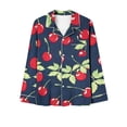 thumbnail image 5 of successthop Cherry Pajamas for Women Long Sleeve Lapel Button Down Nightwear and Pj Pant Print Sleepwear with Pockets L, 5 of 7