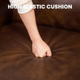 thumbnail image 5 of Neche 100" PU Faux Leather Sofa with Movable Ottoman, 3 Seater L Shaped Leather Sectional Couch with Side Pocket, Comfy Mid Century Modern Modular Couch for Living Room, Apartment, Cocoa, 5 of 8