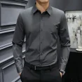 thumbnail image 4 of Camisas para hombre de negocios azul formal para hombre, camisa de vestir para oficina, social, elegante, de alta calidad, de lujo, informal, oferta, tallas grandes, regular, nuevas en IS, 4 of 5