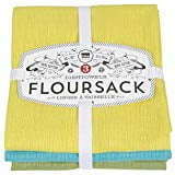 

Now Designs Floursack Kitchen Towels Set of Three Chartreuse Turquoise Leaf Green