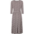 thumbnail image 2 of Bon Rosy, Women's, 3/4 Sleeve Faux Wrap Midi Dress Knee Length, Black Ivory, L, 2 of 2