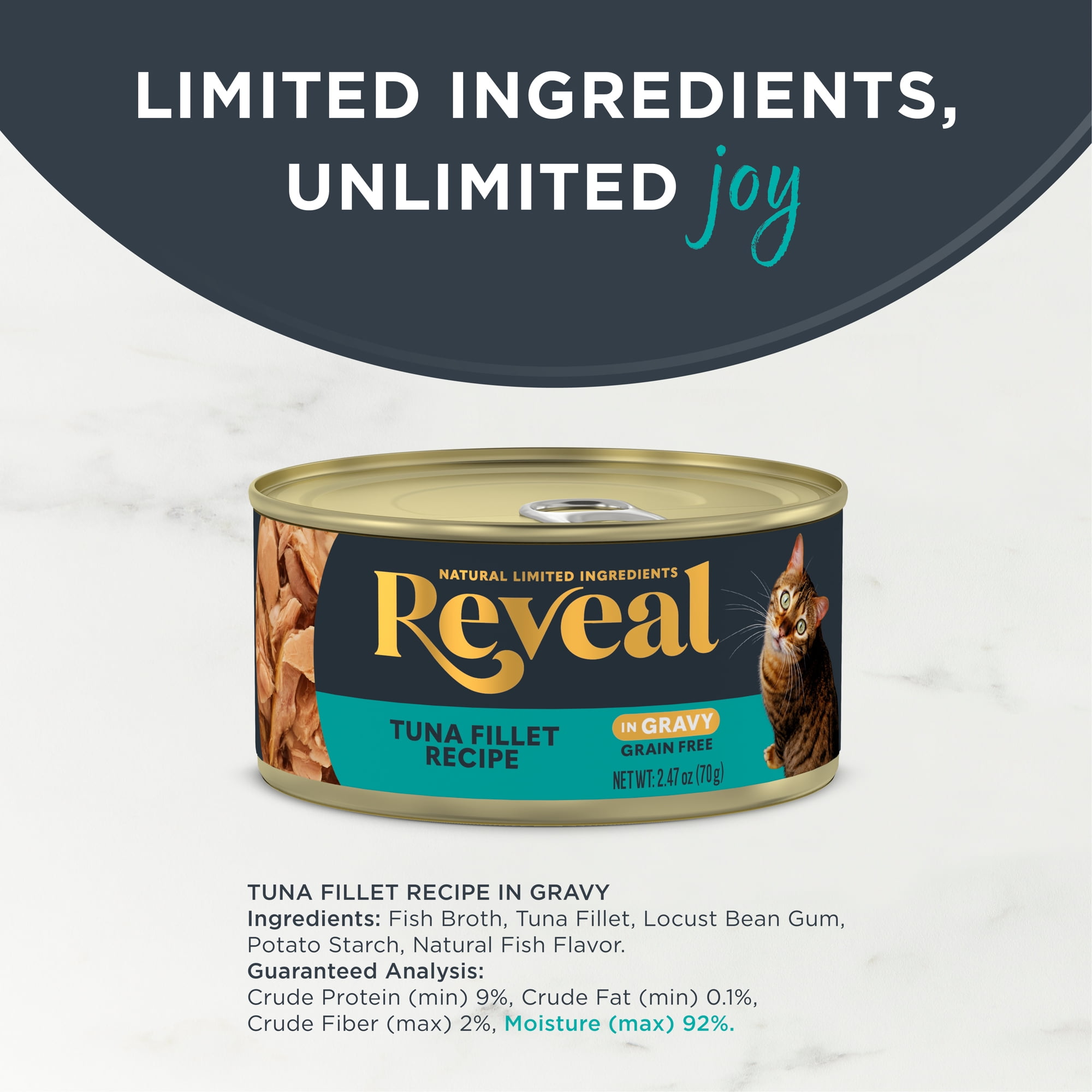 Reveal Natural Wet Cat Food, Tuna in Gravy, 2.47 oz Cans