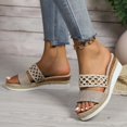 thumbnail image 6 of HNMKIU Sandals for Women Open Front Woven Jute Sole Platform Slides with Hollow Out Design and Thick Heel for Women Comfortable Summer Style Summer Shoes Beige,7.5, 6 of 8