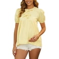 thumbnail image 4 of INSPIRE CHIC Women's Cute Striped Maternity Top 100% Cotton Bow Candy Color Lace-up Babydoll Blouse for Pregnancy XL Yellow, 4 of 6