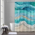 thumbnail image 5 of Turquoise Gradient Bathroom Shower Curtain, Abstract Beach Ocean Wave Oil Painting Waterproof Washable Soft Bath Curtain for Bathtub Decor with 12 Hooks&Grommet, 60x72 Inch, 5 of 9