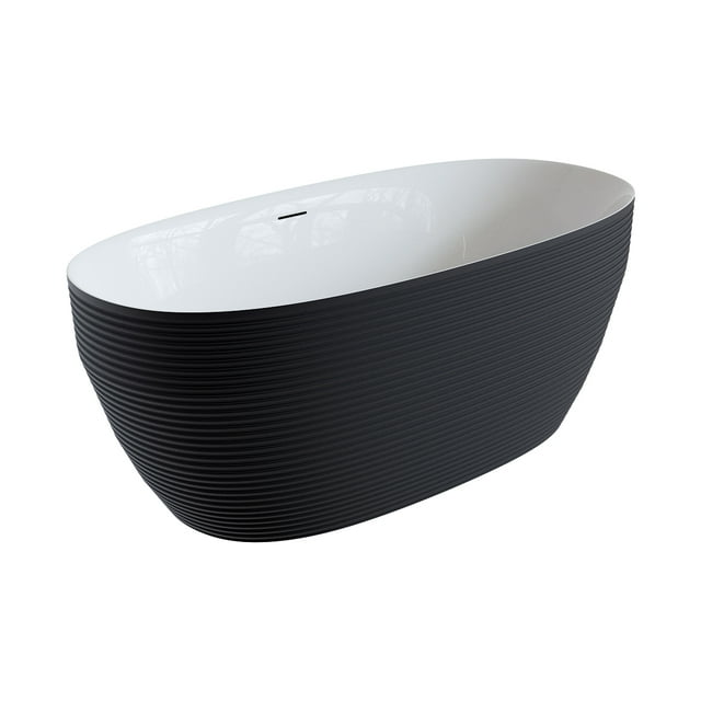 A&E Bath and Shower Beech 67 In. X 31.5 In. Acrylic Bathtub With Horizontal Grooves Pattern In Matte Black