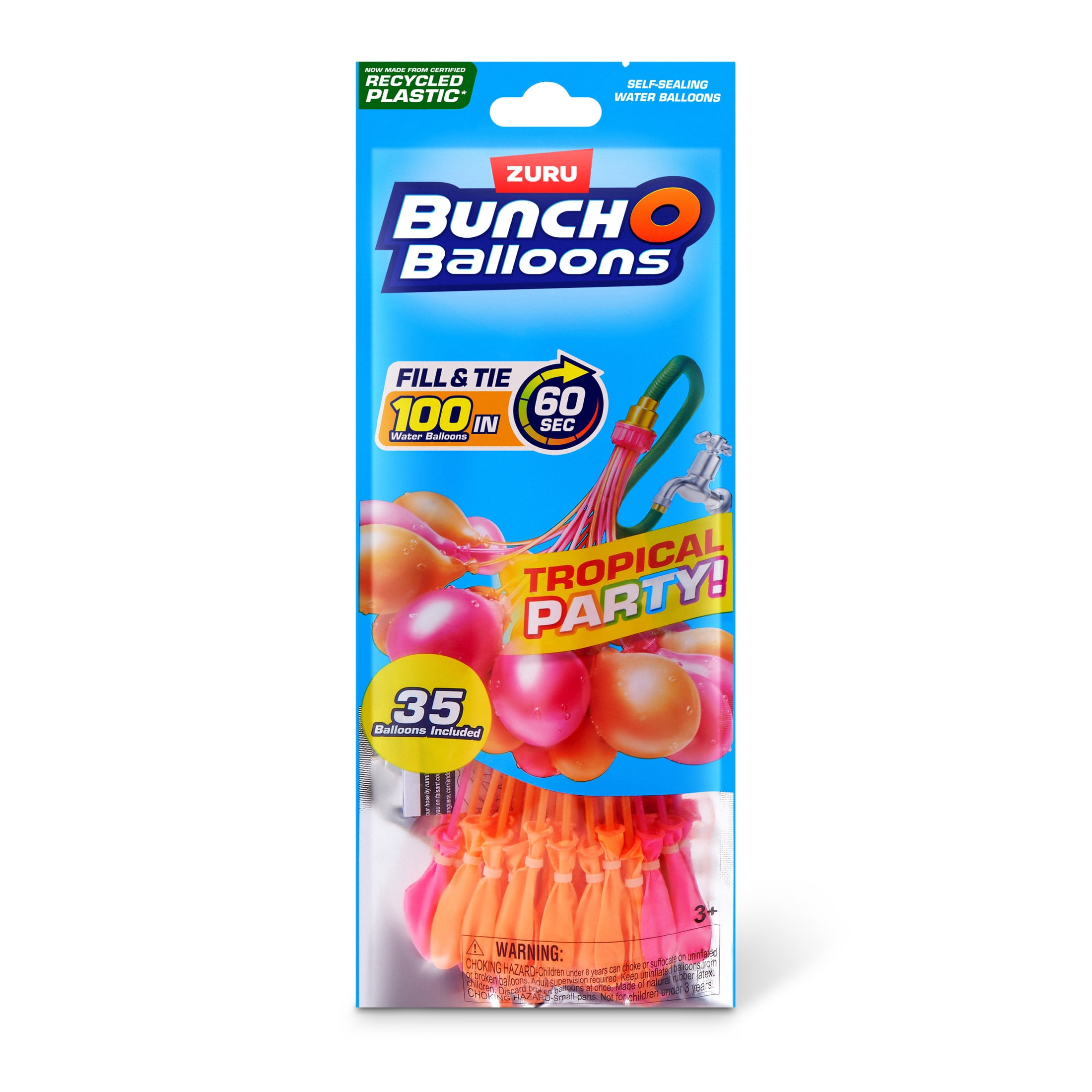 Bunch O Balloons Tropical Party 35 Rapid-Filling Self-Sealing Water Balloons (1 pack) by ZURU for Kids, Teens & Adults Ages 3 +