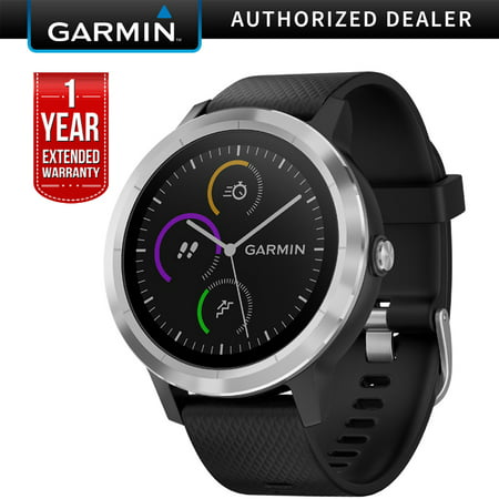 Garmin 010-01769-01 Vivoactive 3 GPS Fitness Smartwatch (Black & Stainless) + 1 year Extended