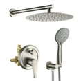 thumbnail image 1 of Boyel Living Shower System 12 inch Rain Shower Head Wall Mount Dual Shower Heads for Bathroom Handheld Rainfall Shower Faucet Set with Valve Included in Brushed Nickel, 1 of 1