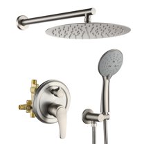 Boyel Living Shower System 12 inch Rain Shower Head Wall Mount Dual Shower Heads for Bathroom Handheld Rainfall Shower Faucet Set with Valve Included in Brushed Nickel