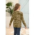 thumbnail image 5 of Sherrylily Kids Camouflage Stripe Long Sleeve Tops V Neck Criss Cross Tees Girls Casual Blouse（4-15T）, 5 of 6