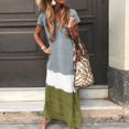 thumbnail image 2 of Women Plus Size Daily Tie-Dyed Color Block Loose V Neck Short Sleeve Dress, 2 of 2
