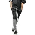 thumbnail image 2 of Ma Croix Mens Stripe Track Pants Three Tone Color Block Skinny Fit Stretch Casual Elastic Athletic Training Slim Joggers, 2 of 6