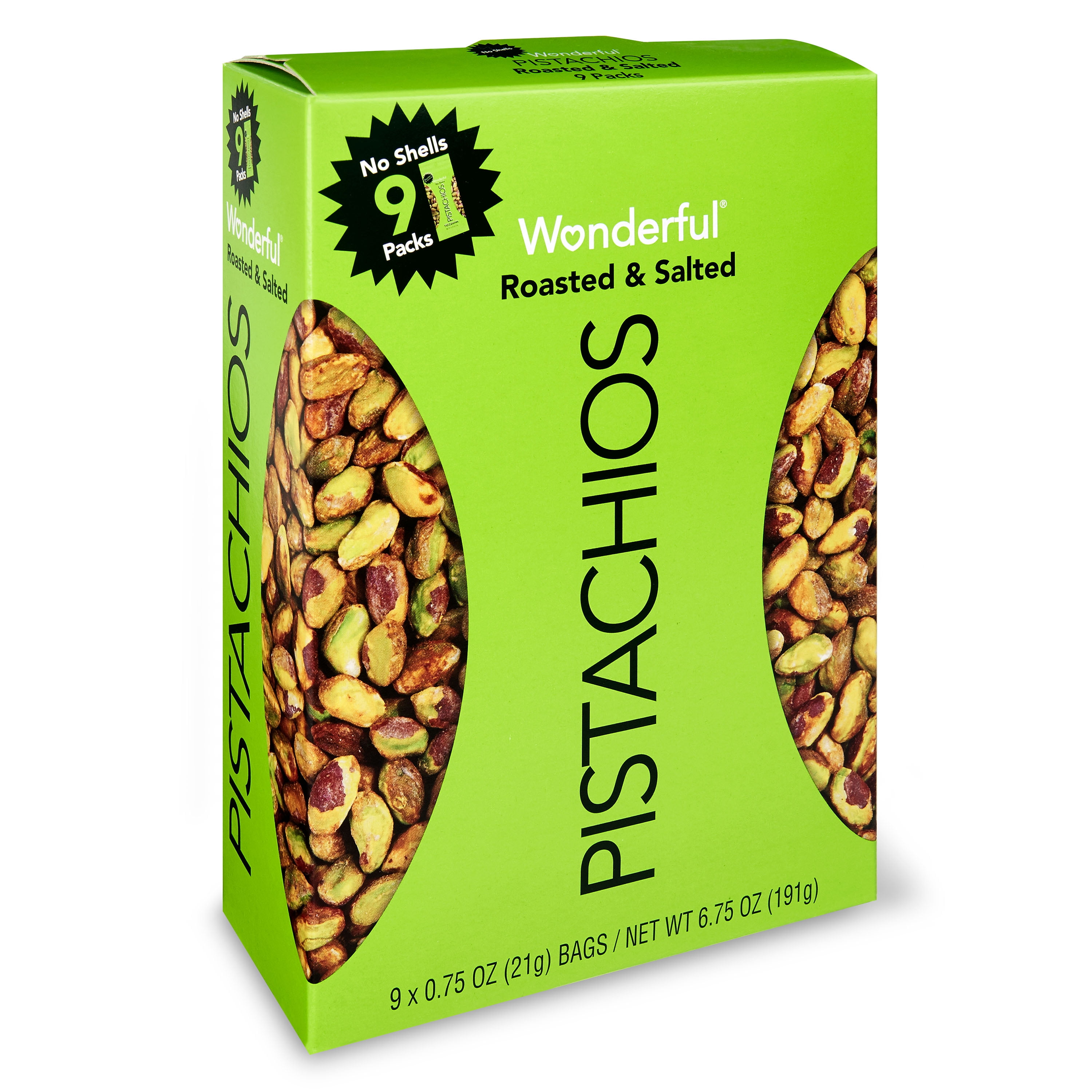 Wonderful Pistachios, No Shell, Roasted & Salted 0.75 oz Bag (9 count