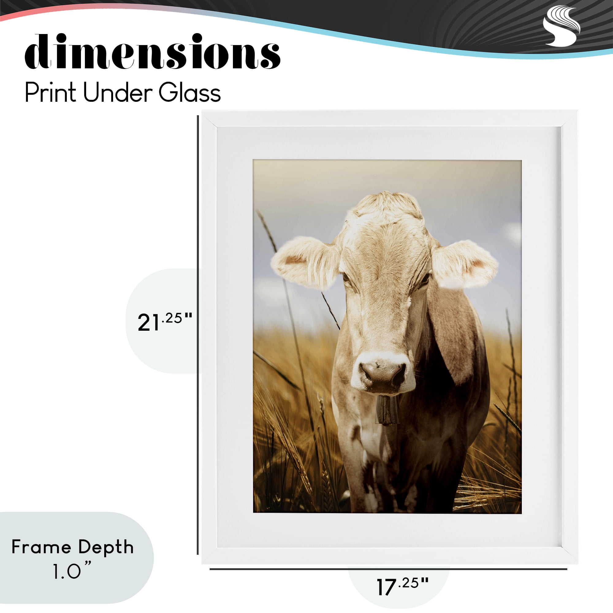 Stupell Industries Simple Belle Cow Portrait White Framed Print Under Glass, design by Marcus Prime