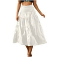 thumbnail image 5 of Feancey Casual Maxi Skirts for Women Tiered Flowy Beach Skirt Summer High Waisted A-Line Skirts Solid Color Loose Boho Vacation Skirt White M, 5 of 10