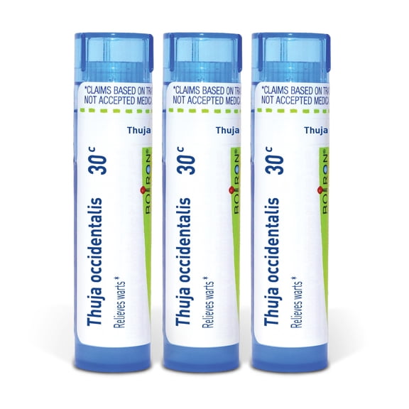 Boiron Thuja Occidentalis 30C, Homeopathic Medicine for Warts, 3 Count (3 x 80 Pellets)