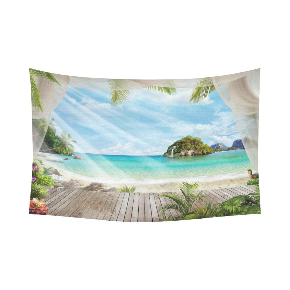 PHFZK Tropical Seascape Wall Art Home Decor, Ocean Island Paradise ...