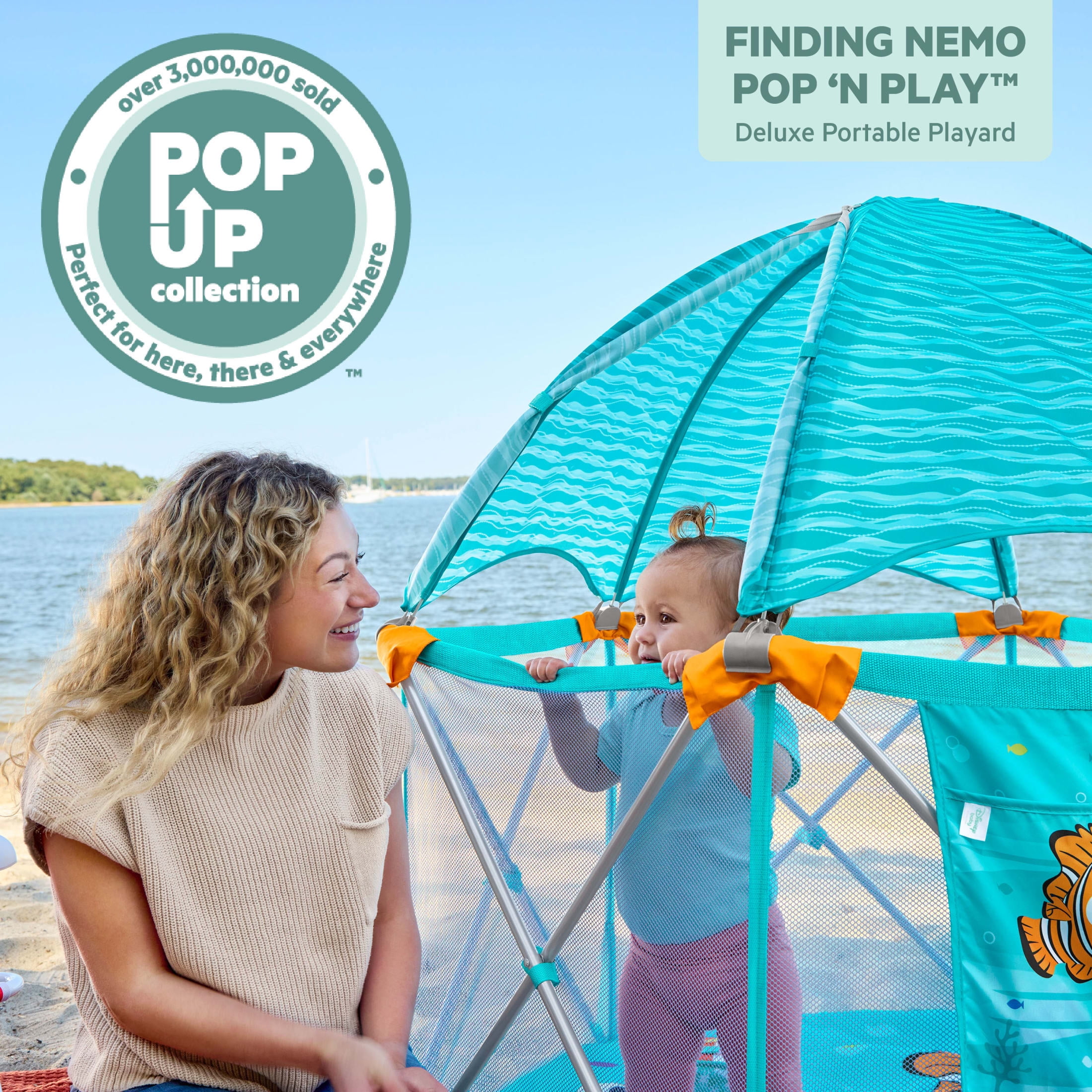 Disney Baby Finding Nemo Pop 'N Play Deluxe Portable Playard by Bright Starts, Unisex, Infant