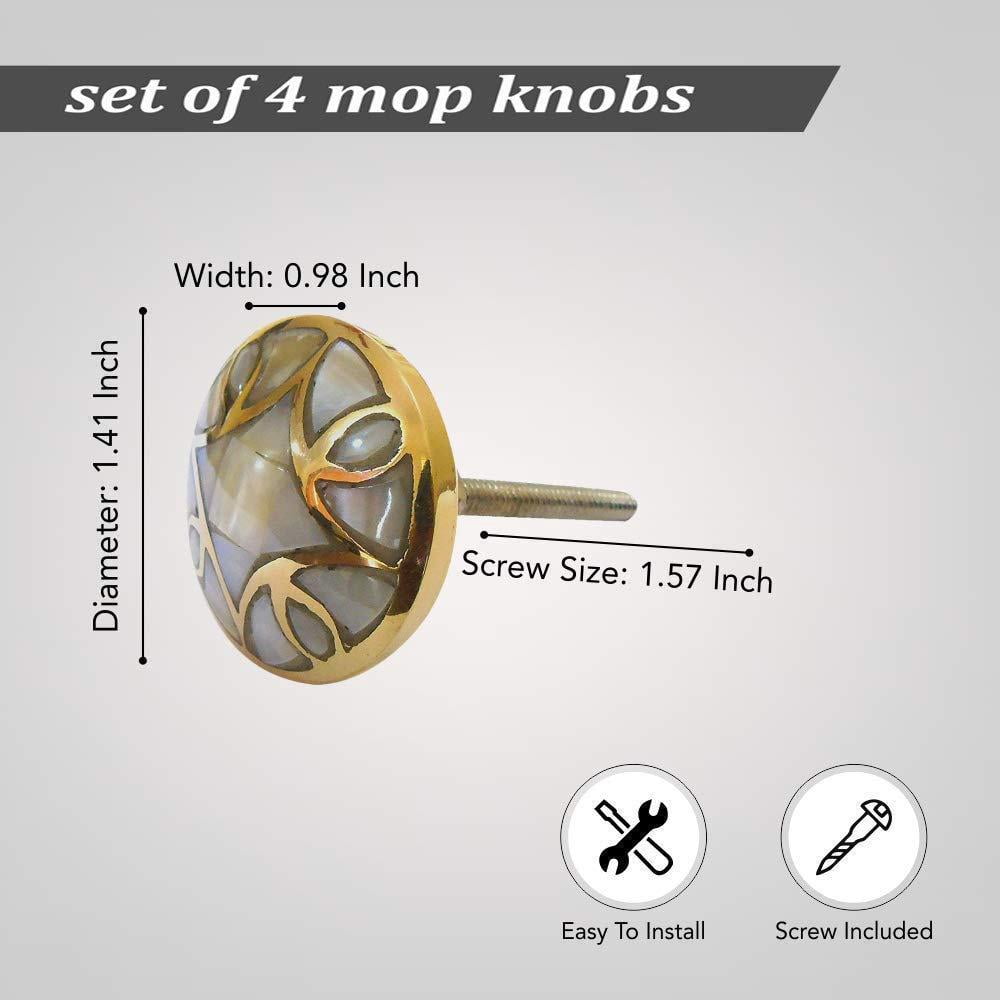 Perilla Home Set of 6 Mother of Pearl Cabinet Knobs Decorative Antique Knobs for Home Kitchen Cabinet Hardware Cupboard Door Dresser Wardrobe and Drawer Pull Handle