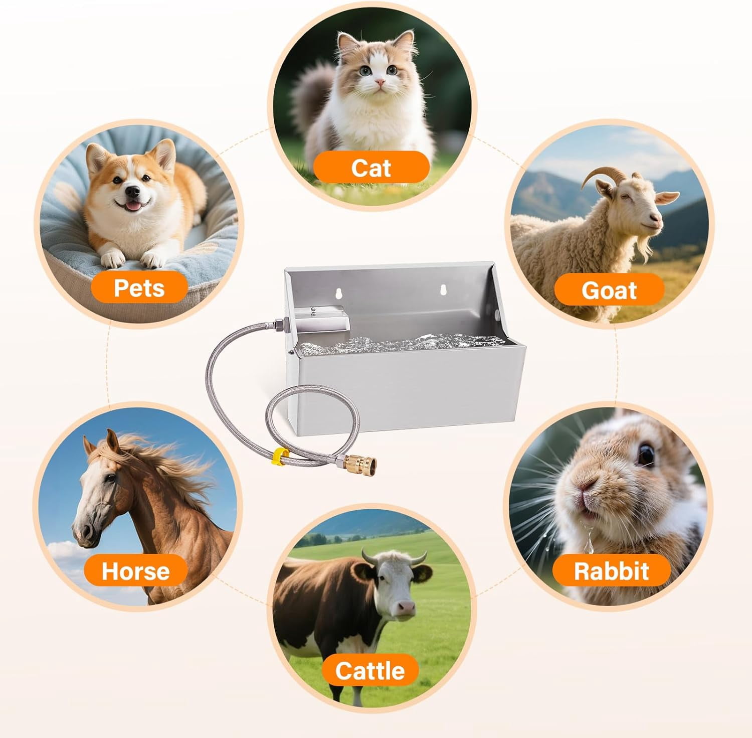2Gal Automatic Dog Water Bowl Dispenser Auto Fill Dog Waterer Outdoor Livestock Water Trough Drinking Feeder for Large Breed Dogs Chicken Cat Horse Poultry Farm Animal