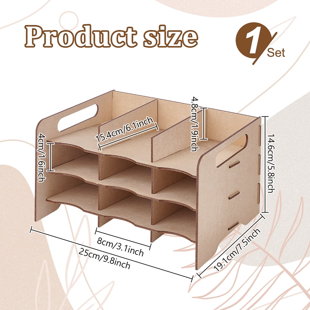 MDF Wood Boards Pen Holder Desk Stand Organizer Holding Rack for Pens Paint Brushes Colored Pencils Markers BurlyWood 250x191x146mm