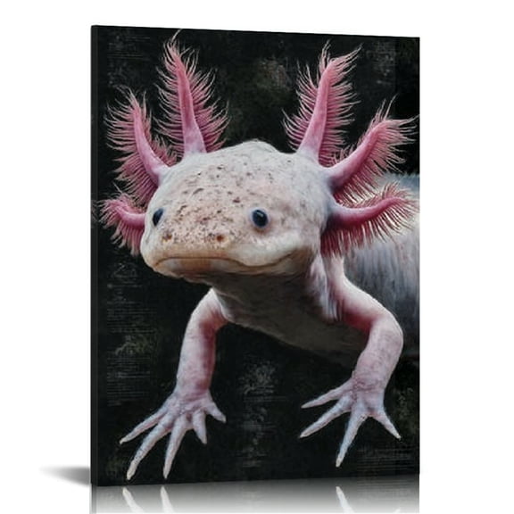 RKSupls Axolotl Facts Canvas Wall Art, Canvas Prints Wall Art for Living Room Bedroom Entryway Office, Art Print Painting for Valentine's Day Home Decorations,12x16in