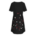 thumbnail image 7 of Edvintorg Floral Dress for Women Printed Short Sleeve V Neck Lightweight Soft Casual Dresses Womens Summer Clothes Black L, 7 of 7