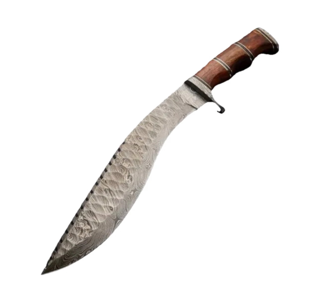 AJSANITY 16" FULL TANG DAMASCUS Fixed Blade BOWIE Hunting SURVIVAL Knife GURKHA KUKRI KNIFE