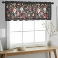 thumbnail image 2 of Watercolor Flowers Valance Curtains for Kitchen/Living Room/Bathroom/Bedroom Window, Rod Pocket Small Topper Half Short Window Curtains Voile Sheer Scarf, Farmhouse Floral Vintage Black 42"x12", 2 of 8