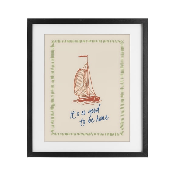 Stupell Industries Good To Be Home Sailboat Black Framed Print Under Glass, design by The Prints Vibe