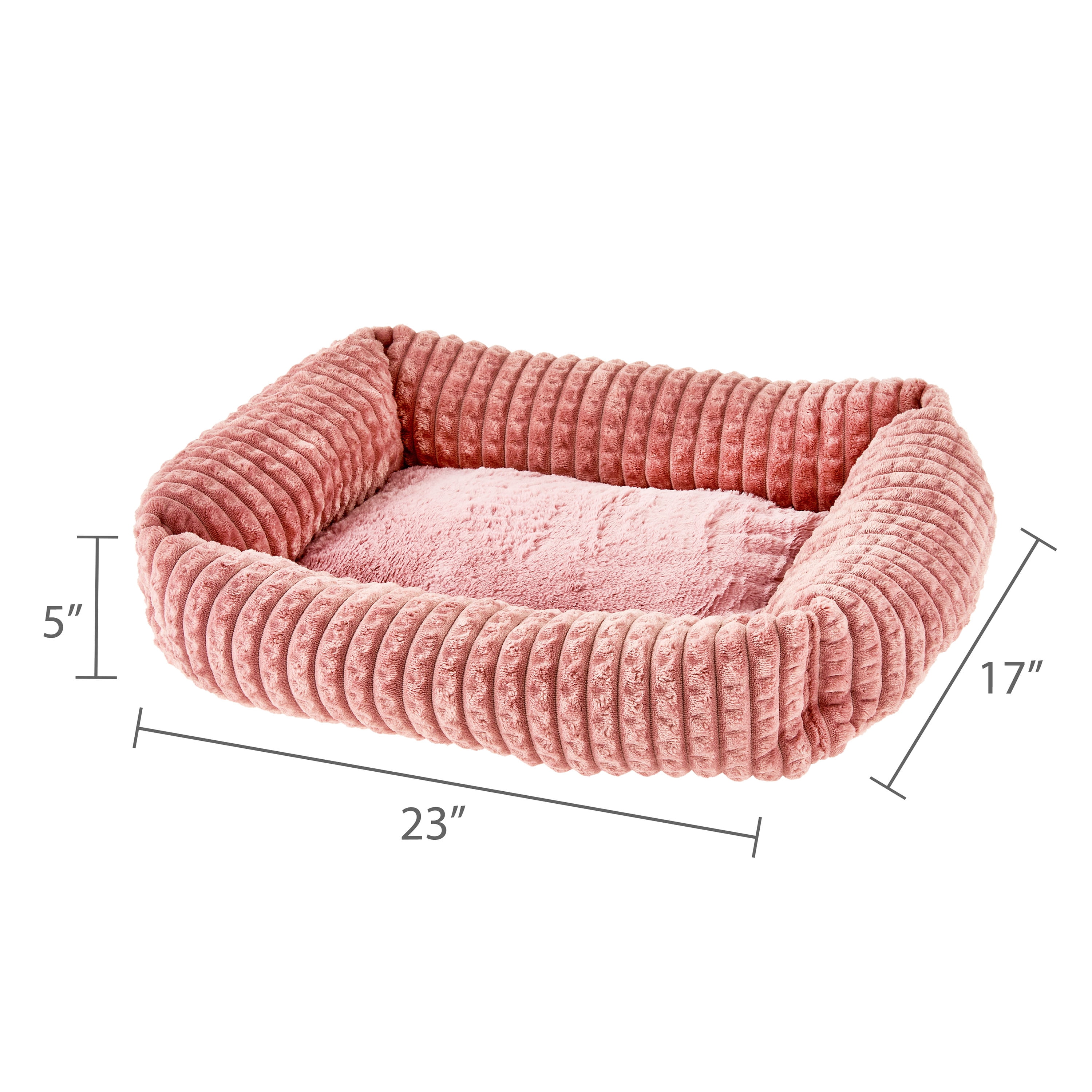 Vibrant Life Small Flannel Waffle Texture Bolster Cat or Dog Bed, Pink, 17" x 21"