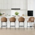 thumbnail image 3 of Spruce & Spring Modern Counter Bar Stool with Metal Arc Backrest and Upholstered Seat Set of 2, Saddle Brown with Black Legs, 3 of 16