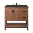 thumbnail image 3 of Modway Ashlyn 36" Wood Bathroom Vanity with Open Shelf in Walnut and Black, 3 of 11
