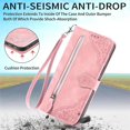 thumbnail image 4 of Case for iPhone 14 Case & iPhone 13 Case Wallet Case Zipper Pocket with Card Holder Slot Magnetic Closure Lanyard Flip Cover, Pink, 4 of 6